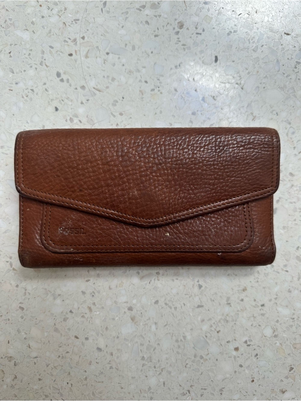 Fossil Chestnut Brown Leather Envelope Wallet